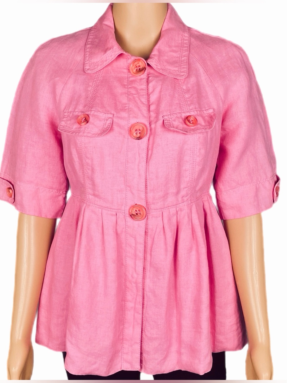 UNITED COLORS OF BENETTON Pink Linen Button Down Shirt Jacket Size IT 40/ US 6